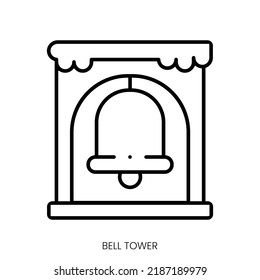 Bell Tower Icon. Linear Style Sign Isolated On White Background. Vector Illustration