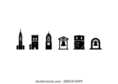 Bell Tower Silhouette Vector Collection Set