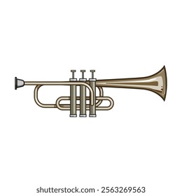 bell trumpet cartoon. mouthpiece orchestra, band solo, performance player bell trumpet sign. isolated symbol vector illustration