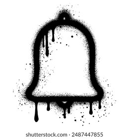 Bell in urban graffiti style with black spray paint. vector illustration.