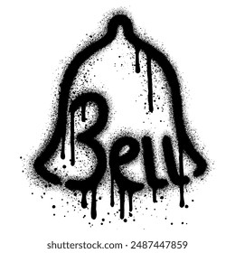 Bell in urban graffiti style with black spray paint. vector illustration.