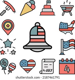 Bell USA flag icon in a collection with other items
