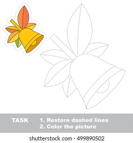 Bell in vector to be traced. Restore dashed line and color the picture. The tracing game for preschool children with easy game level.