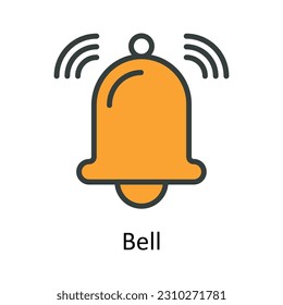 Ilustración de diseño de iconos de contorno de vectores de Bell. Símbolo de interfaz de usuario en fondo blanco archivo EPS 10