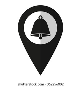 Bell - vector icon;  black map pointer