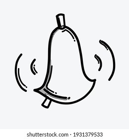 Bell vector icon. Drawing sketch illustration hand drawn line.