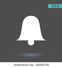 Bell vector icon. Graphic symbol for web design, logo. White glyph on a gray background. Isolated sign.