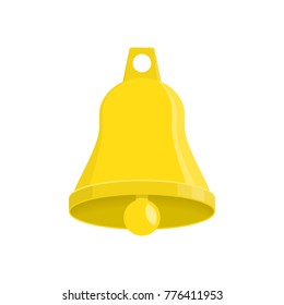 Bell vector icon isolated on white background. Ringing bell sign in flat style. Notification concept. Christmas golden ringing. Illustration EPS 10.