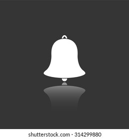 bell vector icon with mirror reflection