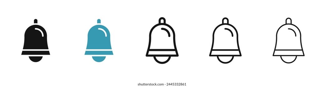 Bell Vector Icon Set. Alarm Alert Ring Line Icon. Smartphone Message Notification Bell Icon for UI designs.