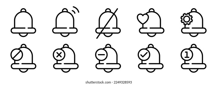 Bell vector icon set. Notification bell icon. Alarm symbol. Incoming inbox message. Ringing bells. New message symbol. EPS 10