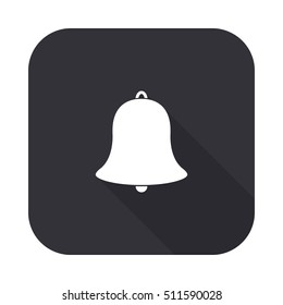 Bell vector icon - squared button  with long shadow