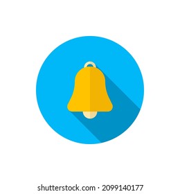 símbolo de icono del vector de campana, diseño plano, sombra larga