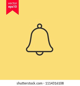 Bell vector icon. Toller icon. Campane vector sign. Yellow background. EPS 10 vector flat sign.