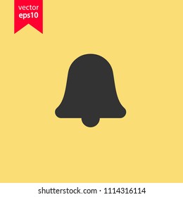 Bell vector icon. Toller icon. Campane vector sign. Yellow background. EPS 10 vector flat sign.