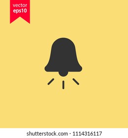 Bell vector icon. Toller icon. Campane vector sign. Yellow background. EPS 10 vector flat sign.