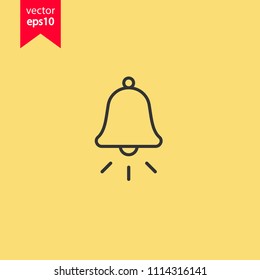 Bell vector icon. Toller icon. Campane vector sign. Yellow background. EPS 10 vector flat sign.