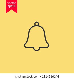 Bell vector icon. Toller icon. Campane vector sign. Yellow background. EPS 10 vector flat sign.