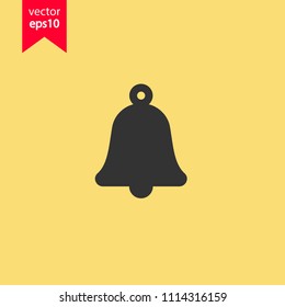 Bell vector icon. Toller icon. Campane vector sign. Yellow background. EPS 10 vector flat sign.
