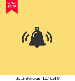 Bell vector icon. Toller icon. Campane vector sign. Yellow background. EPS 10 vector flat sign.