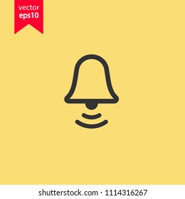 Bell vector icon. Toller icon. Campane vector sign. Yellow background. EPS 10 vector flat sign.
