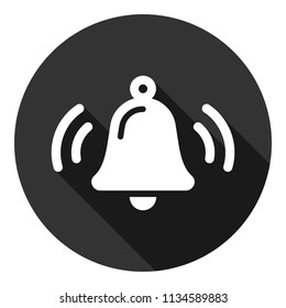 Bell vector icon. Toller icon. Campane vector sign. Round icon with shadow. Vector flat sign.