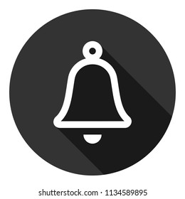 Bell vector icon. Toller icon. Campane vector sign. Round icon with shadow. Vector flat sign.