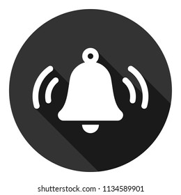Bell vector icon. Toller icon. Campane vector sign. Round icon with shadow. Vector flat sign.