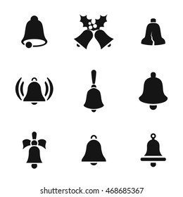 Bell vector icons. Simple illustration set of 9 bell elements, editable icons, can be used in logo, UI and web design