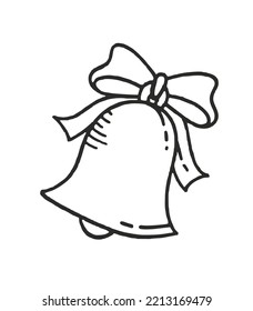 Doodle de ilustración de vectores de Bell aislado en fondo blanco Navidad 