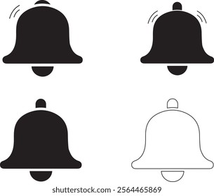Bell vector illustration.Set of notification bell icons