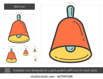 Bell vector line icon isolated on white background. Bell line icon for infographic, website or app. Scalable icon designed on a grid system.