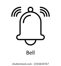 Ilustración de diseño de iconos del contorno del vector de campana. Símbolo de interfaz de usuario en fondo blanco archivo EPS 10