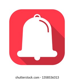Bell vector red icon in modern flat style isolated. 
