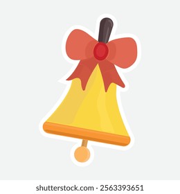 Bell Vector with Ribbon Illustration Sticker. Decorative bell vector sticker with ribbon. Ideal for school or holiday designs