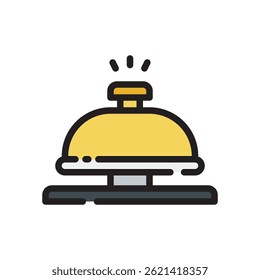 Bell Vector for Service and Hotel Reception Calls. Service bell illustration. Front desk icon. Customer support. Filled Line Icon