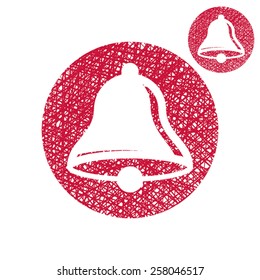 Bell vector simple single color icon isolated on white background with sketch lined hand drawn texture.