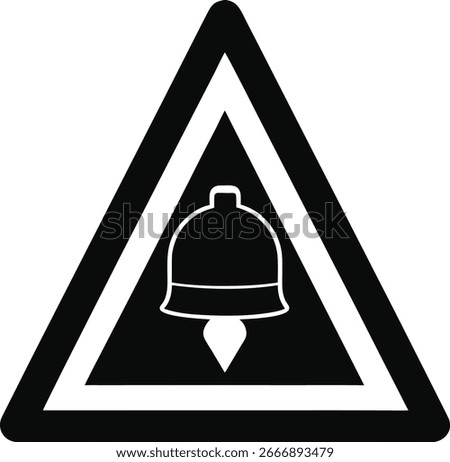 Bell warning sign isolated on white background