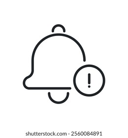 Bell warning sign thin line icons. Perfect pixel on transparent background