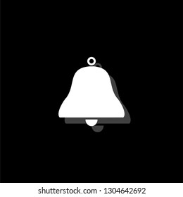 Bell. White flat simple icon with shadow