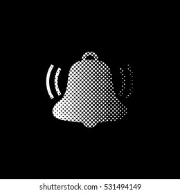 Bell - white vector icon ; halftone illustration