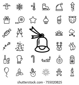 bell. winter, celebration, christmas line icon set