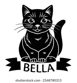 Bella Cat  vector silhouette art illustration