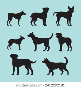 Bella dog set black silhouette Clip art
