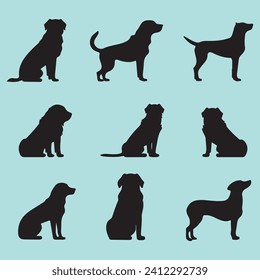 Bella dog set black silhouette vector