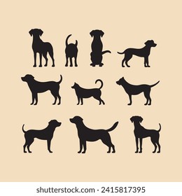 Bella dog set Clipart silhouette