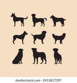 Bella dog set Clipart silhouette