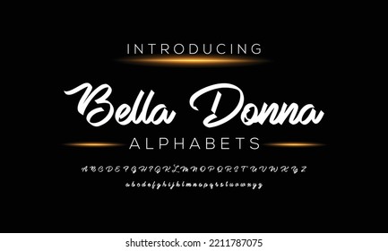 Bella Donna script font design. Vector alphabet.