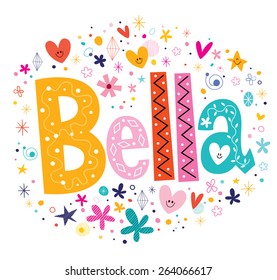 Bella girls name decorative lettering type design