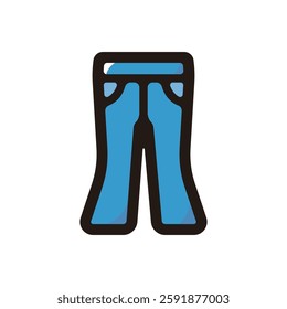 Bell-bottoms illustration icon.Simple vector outline, clipart for graphic design.